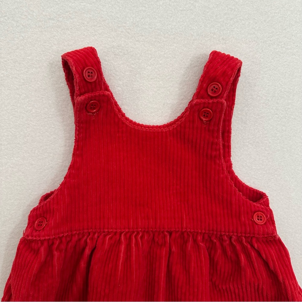 Vintage Carter's Corduroy Dress Red Button Straps Baby Toddler Size 12M - Picture 2 of 5